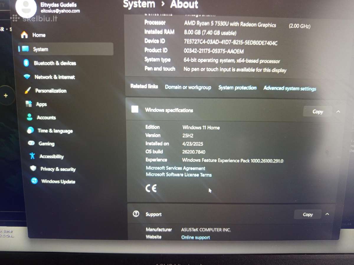 Asus Vivobook 15 windows 11 home - nuotraukos Nr. 5