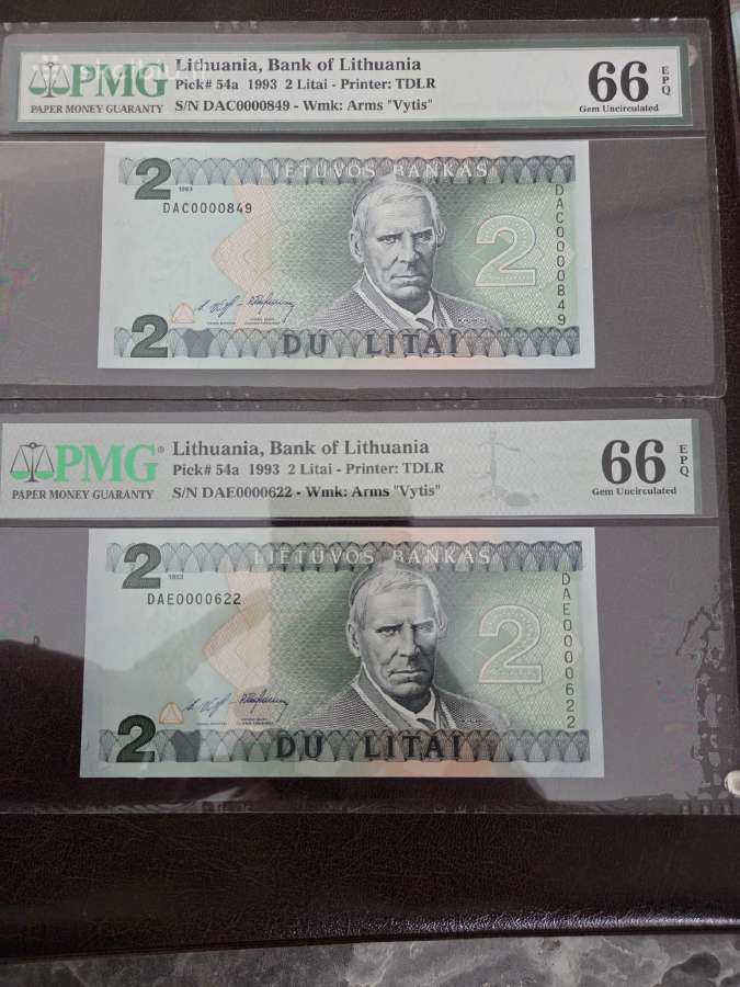 2 litai monetos banknotai zemaite