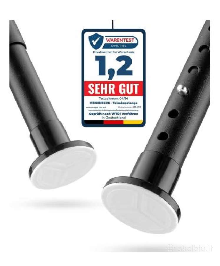 Juodas matinis teleskopinis strypas užuolaidoms