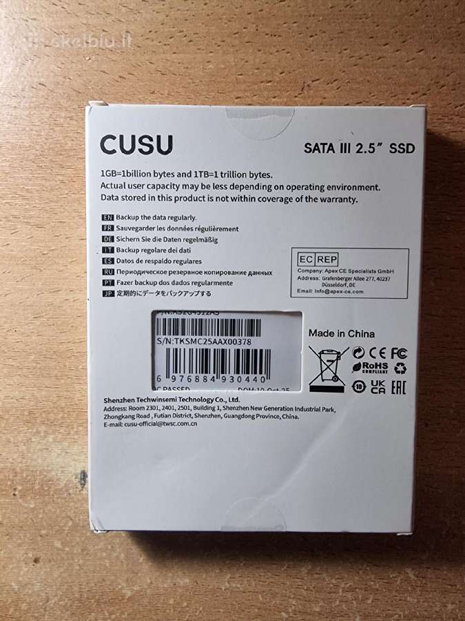 SSD diskas 512 GB Cusu arba buking nauji neispak. - nuotraukos Nr. 4