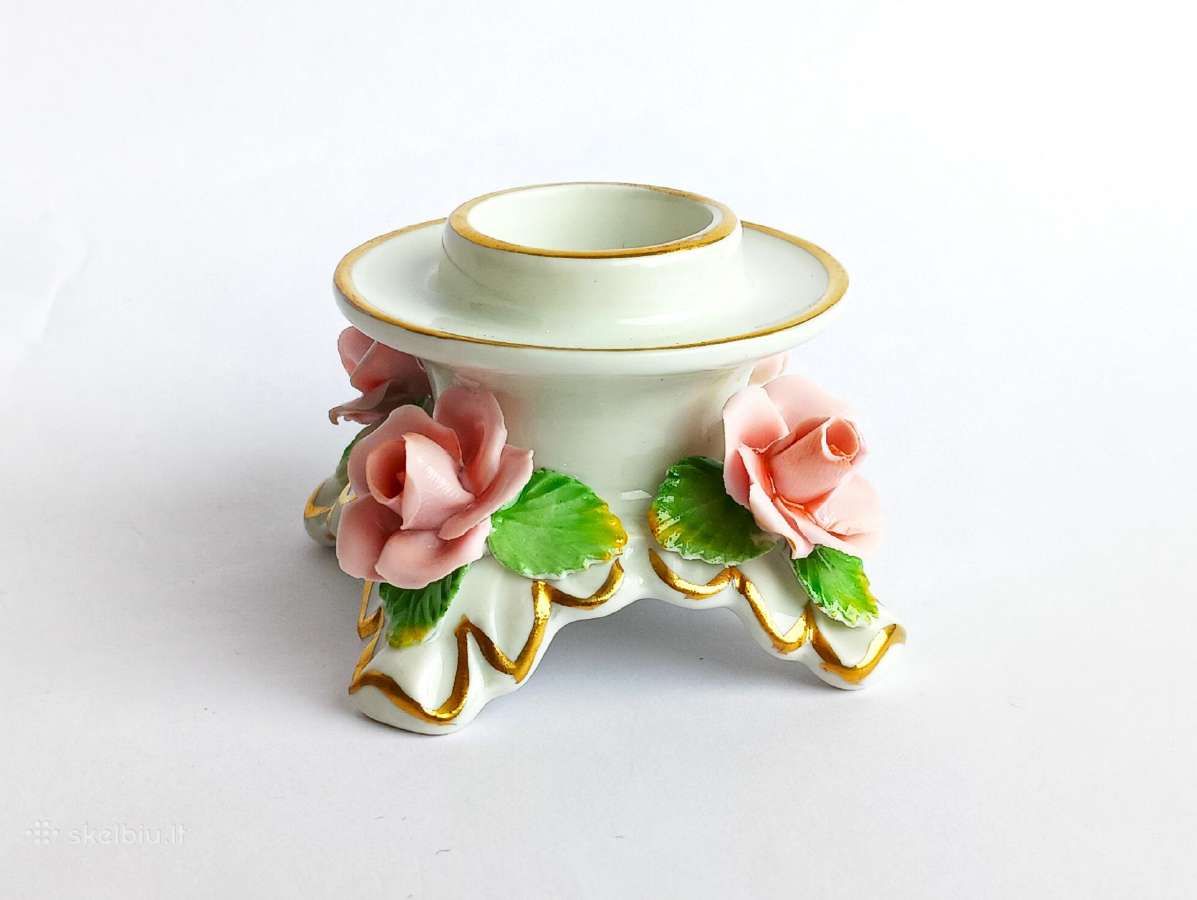 Porcelianas žvakidė "Roses" Alka Kunst Dresden - nuotraukos Nr. 3