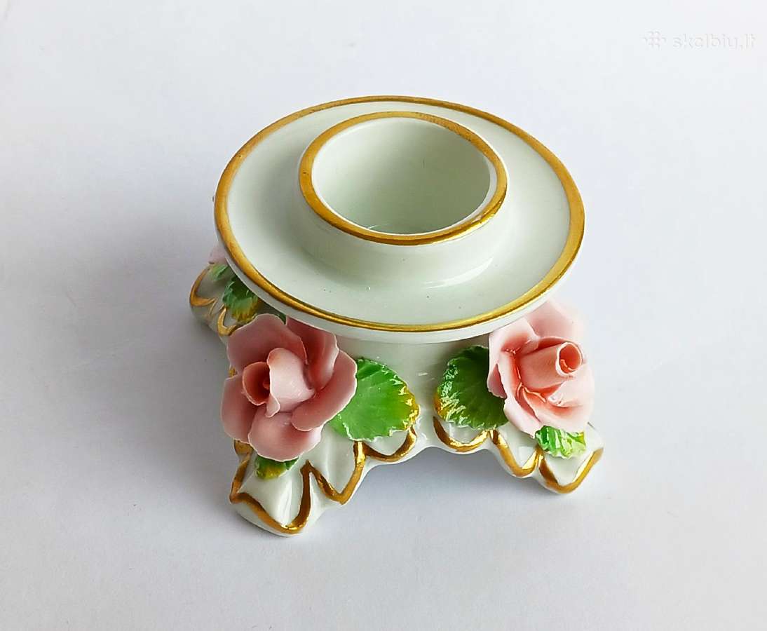 Porcelianas žvakidė "Roses" Alka Kunst Dresden - nuotraukos Nr. 4