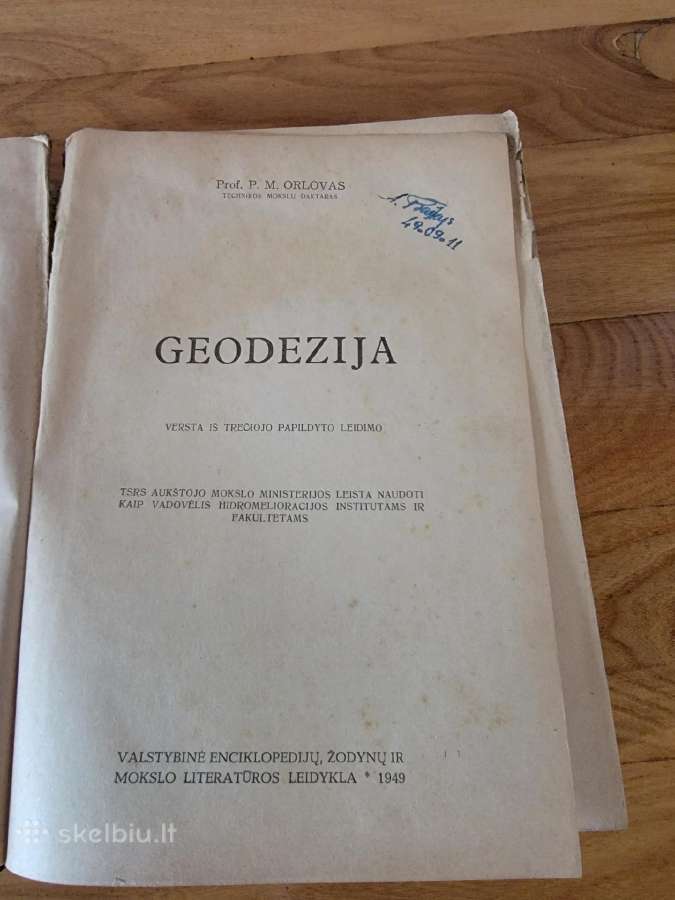 1949 m.prof.p.m.orlovo knyga "Geodezija" - nuotraukos Nr. 2