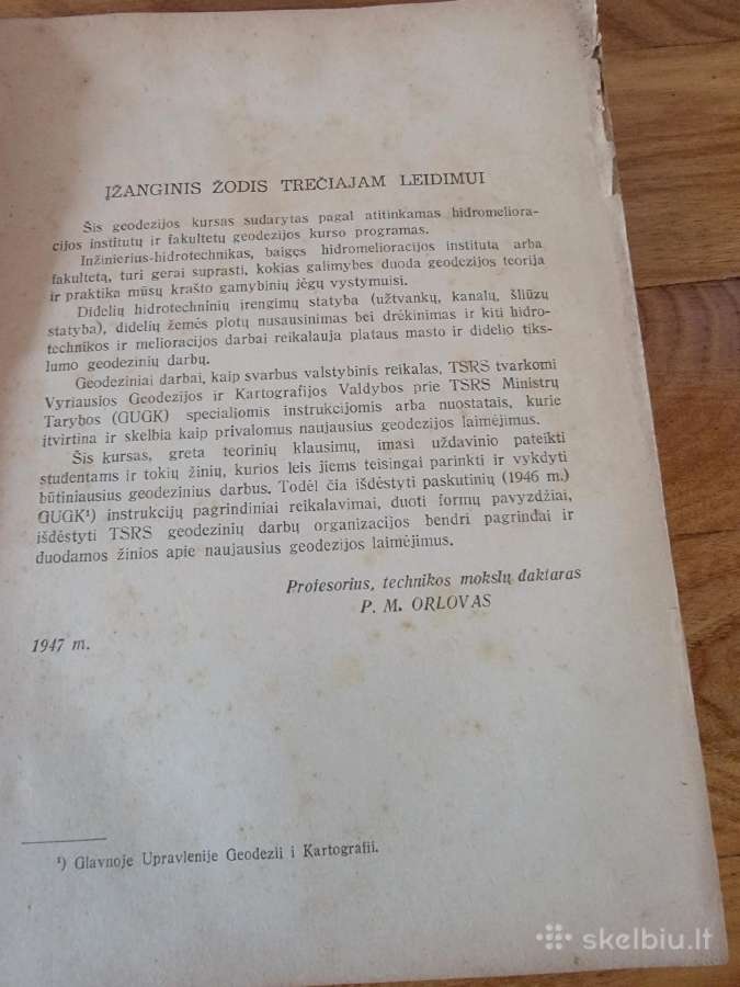 1949 m.prof.p.m.orlovo knyga "Geodezija" - nuotraukos Nr. 3