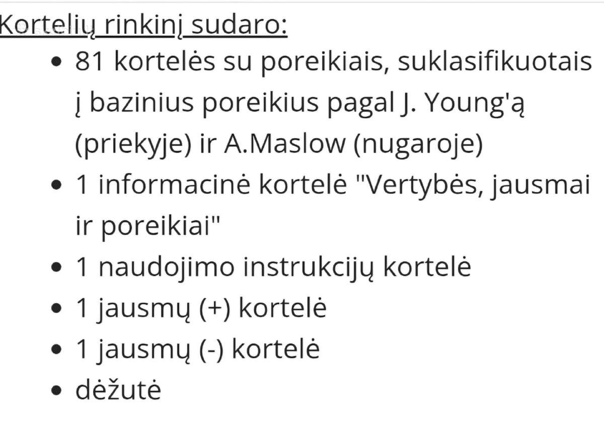 Parduodamos vertybių ir poreikių kortelės - nuotraukos Nr. 8