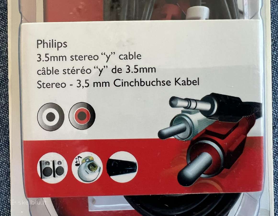 Y kabelis / jungtis 3.5 mm Jack stereo - 2 rca
