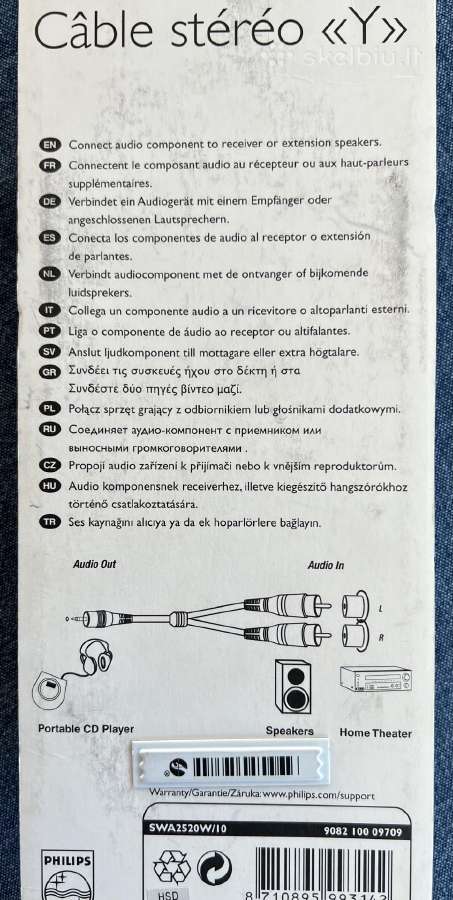 Y kabelis / jungtis 3.5 mm Jack stereo - 2 rca - nuotraukos Nr. 3