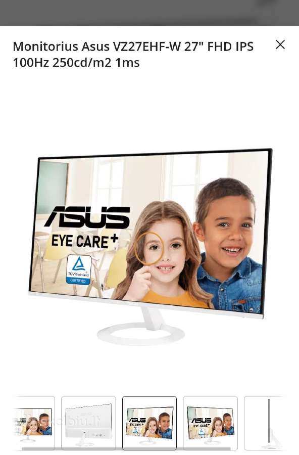 Kaip naujas. Monitorius Asus Vz27ehf-w 27" Fhd Ips