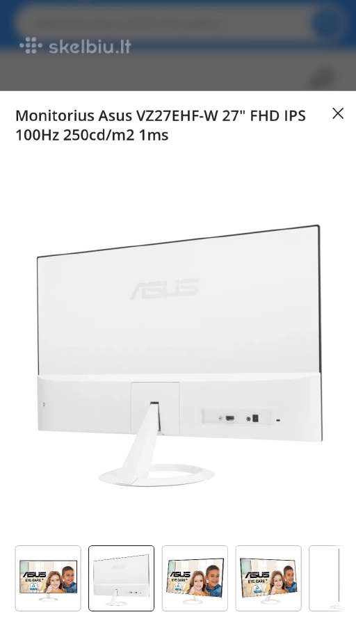 Kaip naujas. Monitorius Asus Vz27ehf-w 27" Fhd Ips - nuotraukos Nr. 8