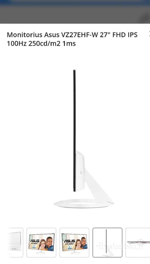 Kaip naujas. Monitorius Asus Vz27ehf-w 27" Fhd Ips - nuotraukos Nr. 9