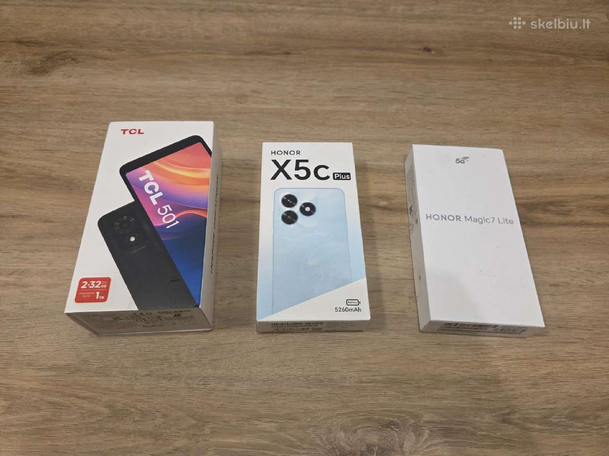 Honor X5c Plus 64gb Tcl 501 32gb telefonas