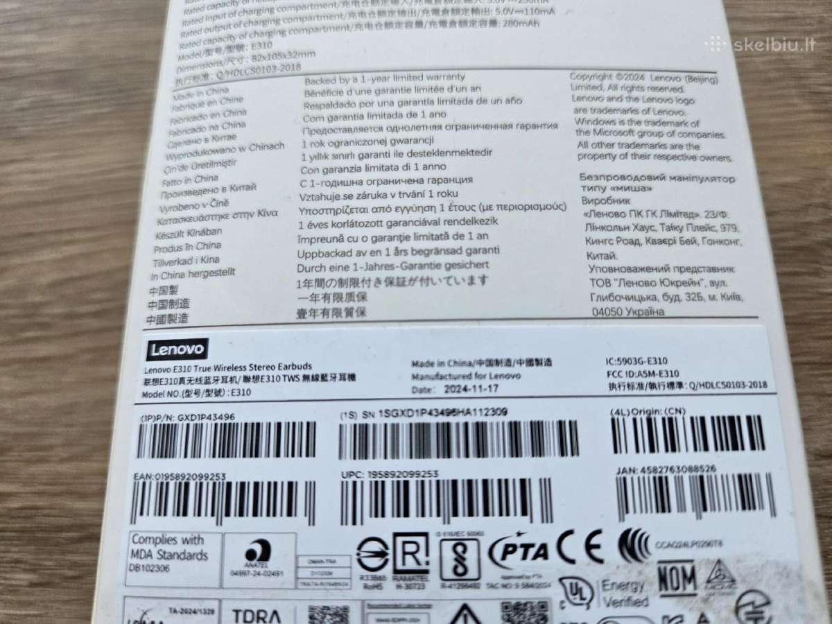 Huawei Honor X6 Lenovo E310 Ausinės - nuotraukos Nr. 6