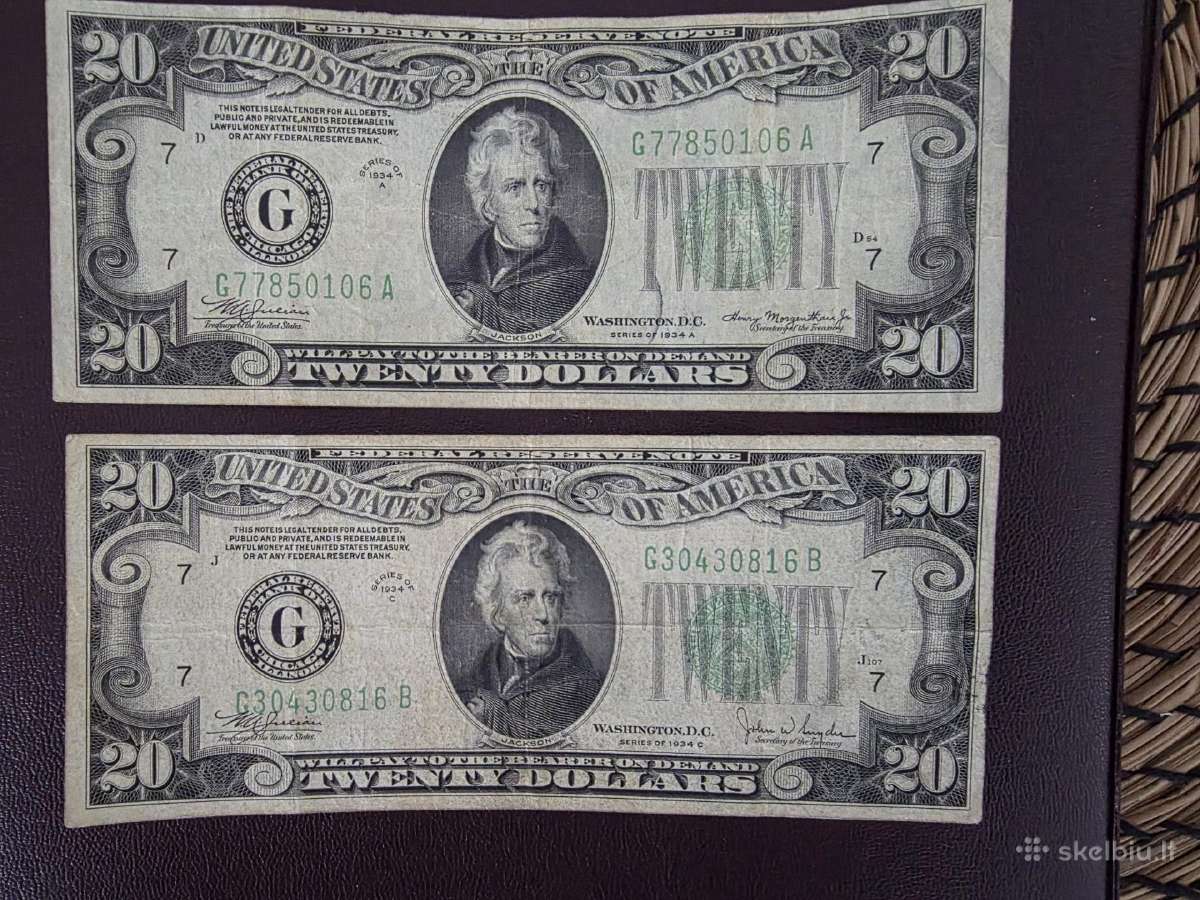 JAV doleriu banknotai auksines sidabrinės monetos - nuotraukos Nr. 20