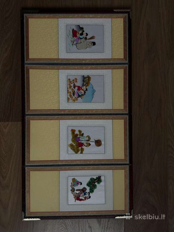 Vintažinė siuvinėta korejietiška mini širma