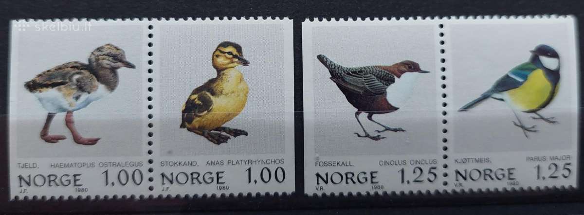 Norvegija 1980 paukščiai, švarus, Michel 811-814