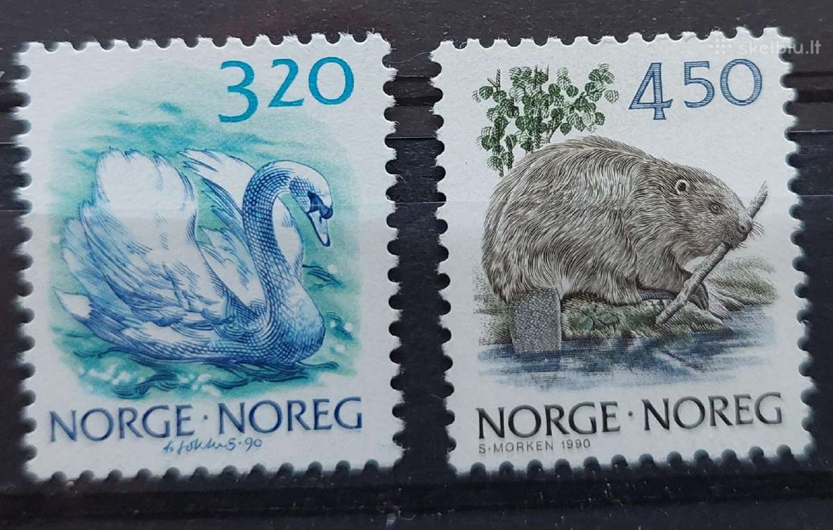 Norvegija 1990 fauna, švarus, Michel 1038-1039