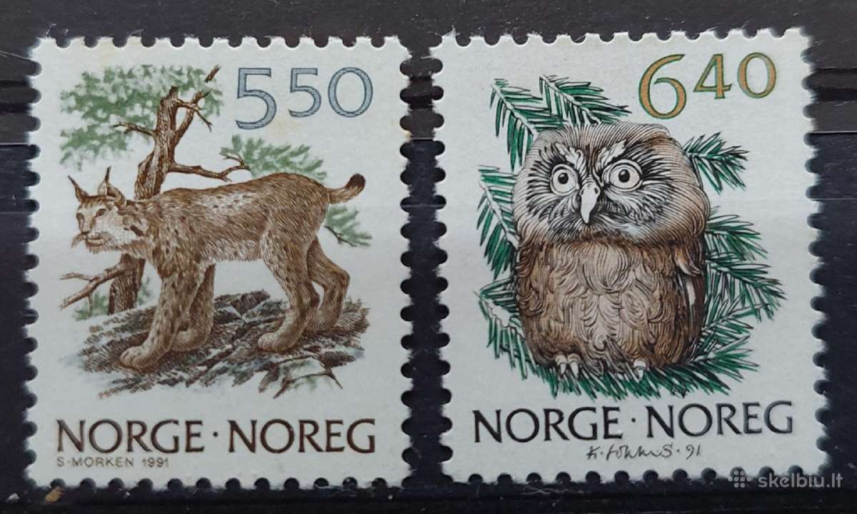 Norvegija 1991 fauna, švarus, Michel 1059-1060