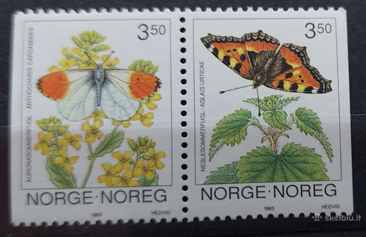 Norvegija 1993 drugeliai, švarus, Michel 1114-1115