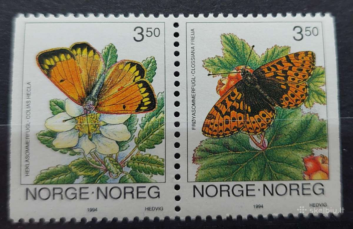 Norvegija 1994 drugeliai, švarus, Michel 1143-1144