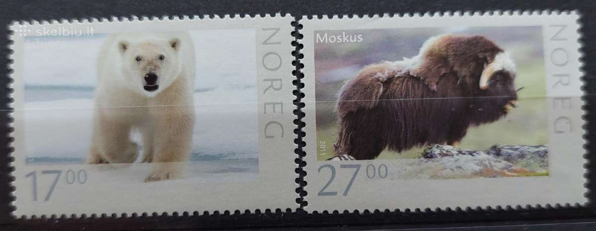Norvegija 2011 gyvūnai, švarus, Michel 1744-1745
