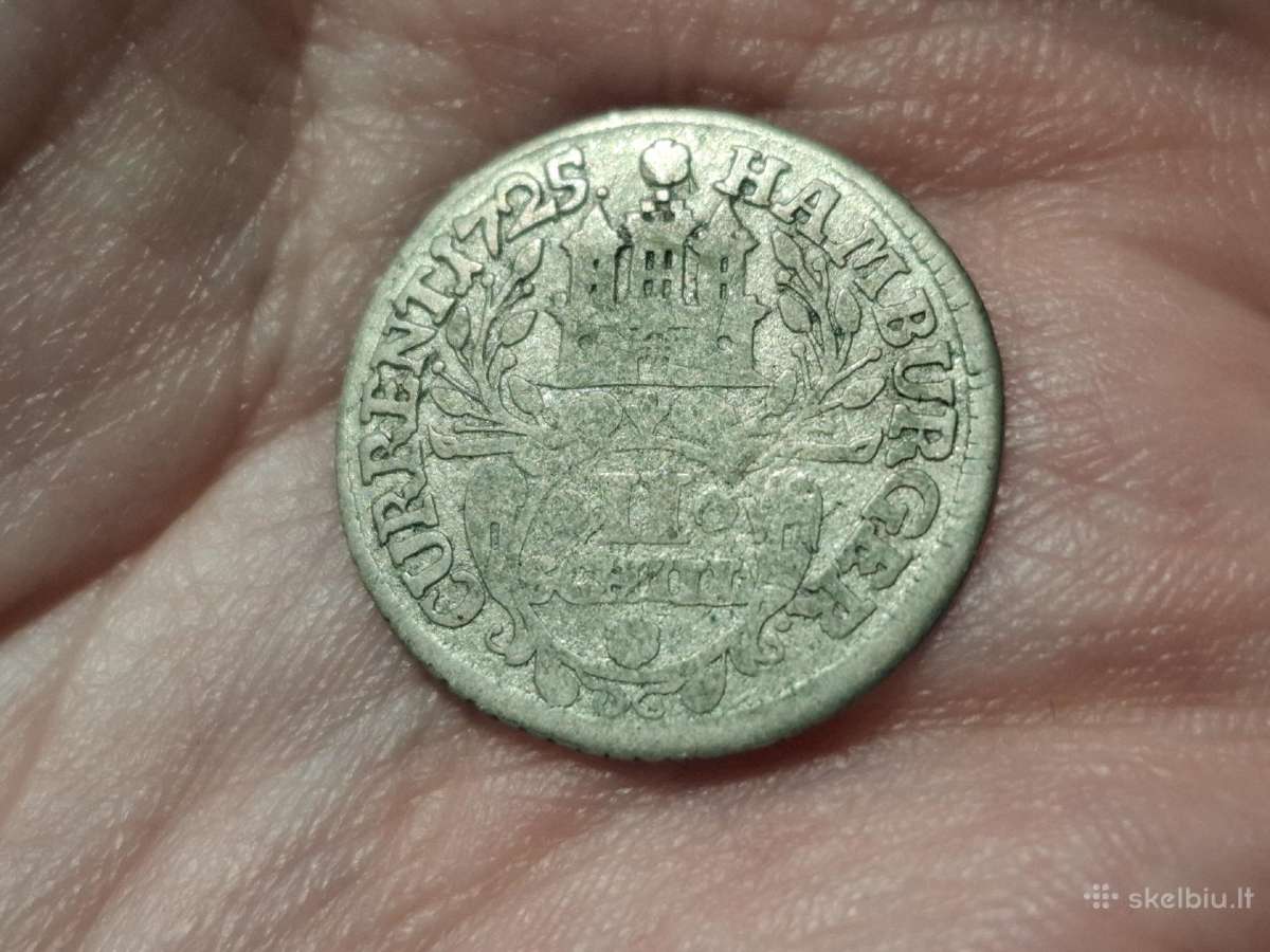 Hamburgas 2 šilingai 1725 sidabras