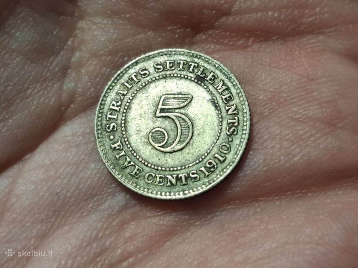 Sąsiaurio gyvenvietės 5 centai 1910 sidabras