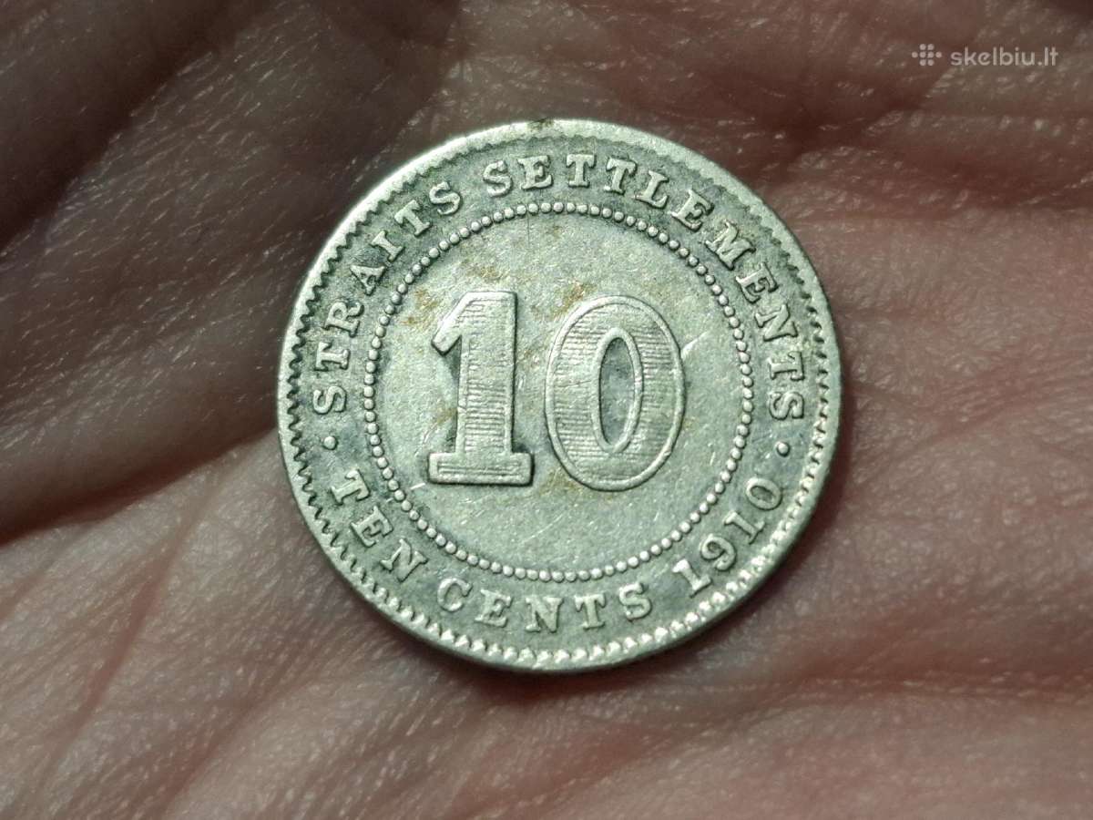 Sąsiaurio gyvenvietės 10 centų 1910 sidabras