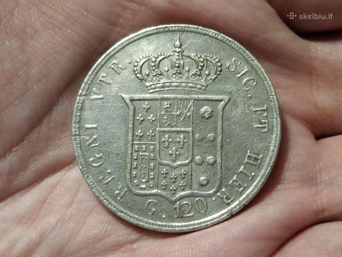 Dvi Sicilijos 120 grani 1857 sidabras