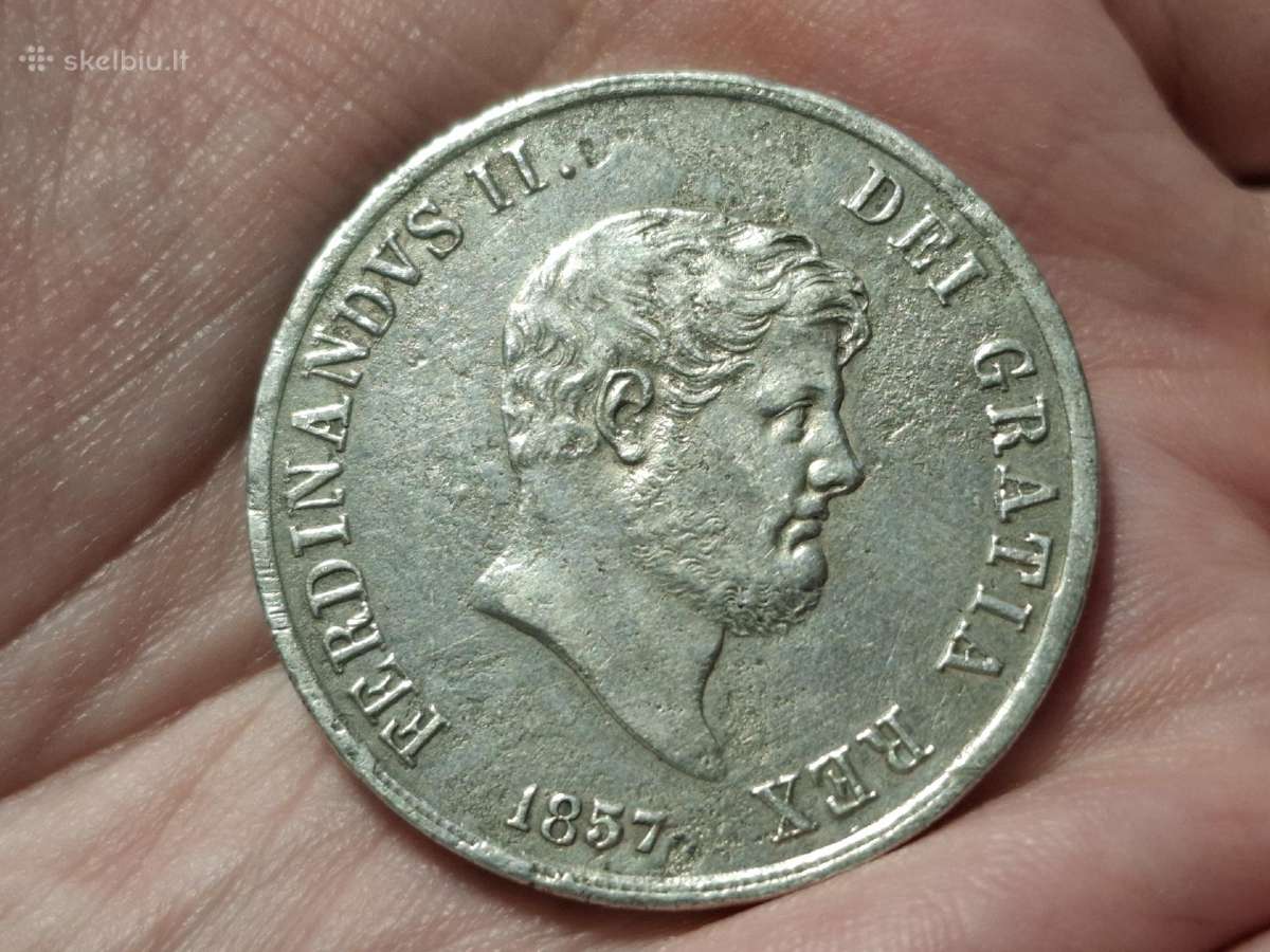 Dvi Sicilijos 120 grani 1857 sidabras - nuotraukos Nr. 2