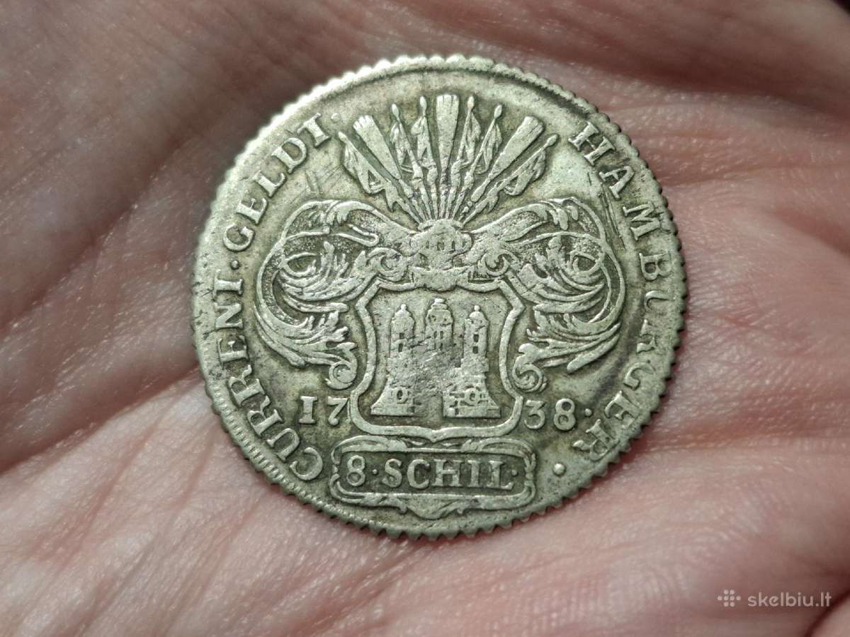 Hamburgas 8 šilingai 1738 sidabras