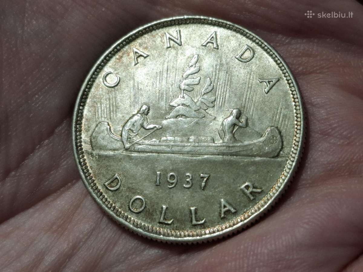 Kanada 1 doleris 1937 sidabras
