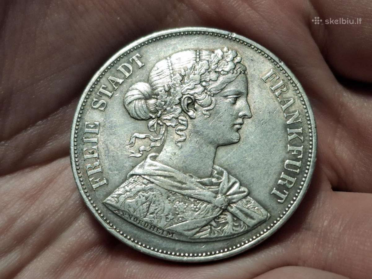 Frankfurtas 2 taleriai 1861 sidabras - nuotraukos Nr. 2