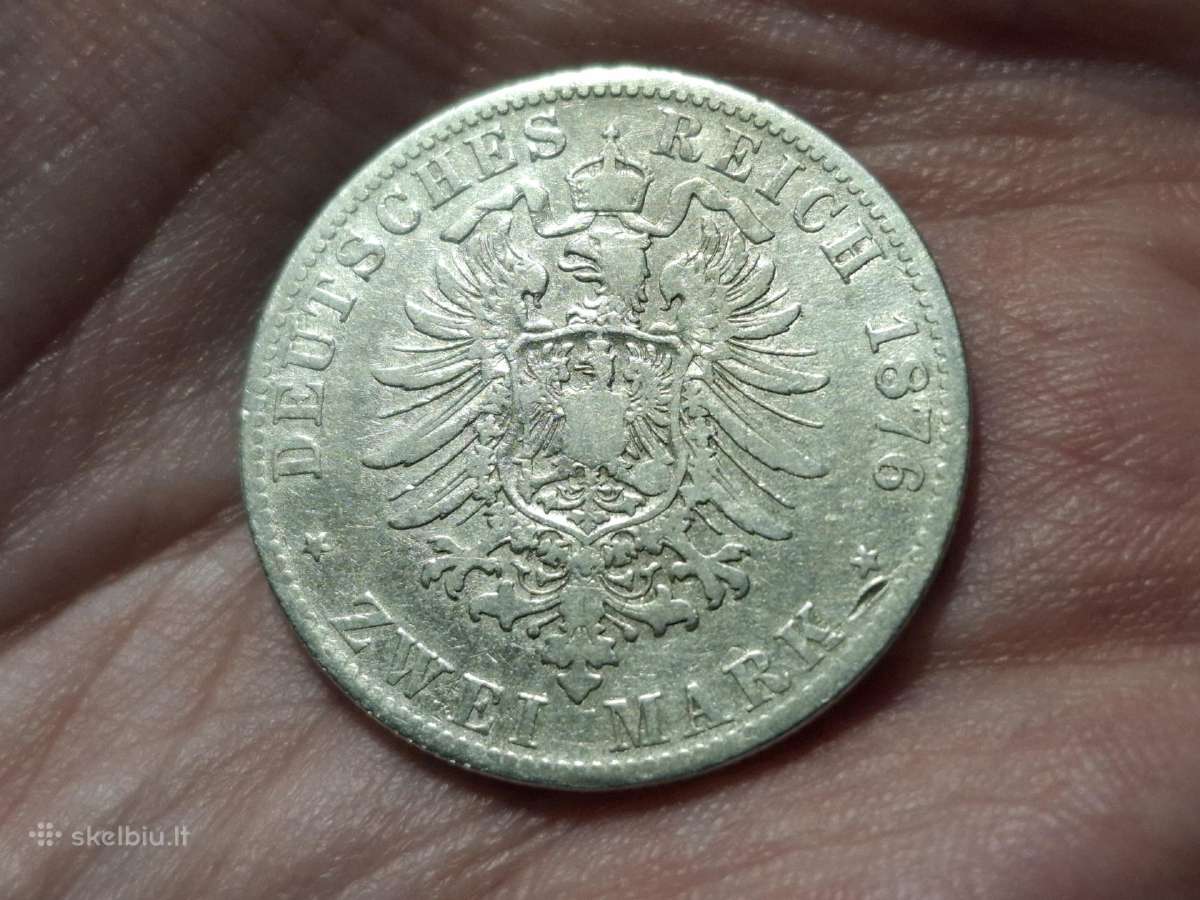 Bavarija 2 mark 1876 sidabras