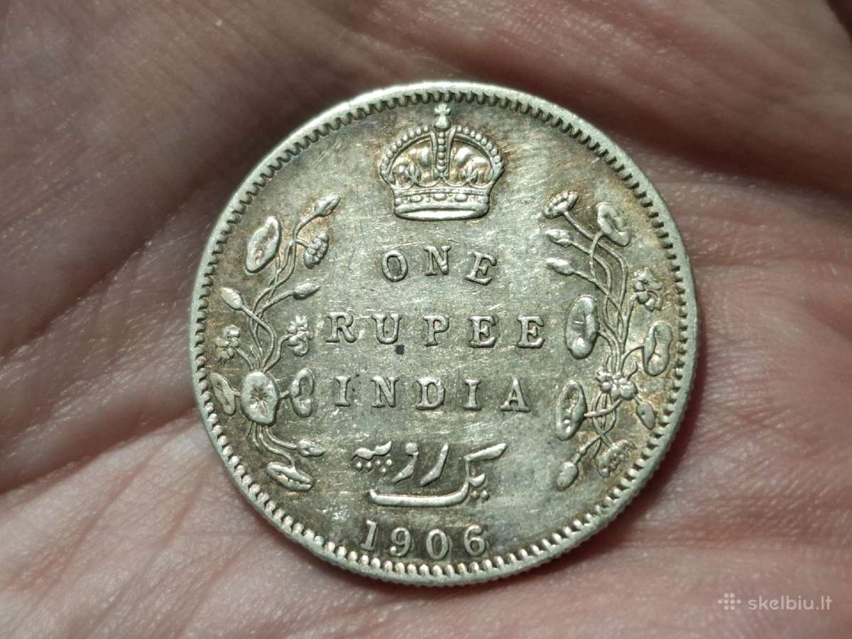 Indija 1 rupija 1906 sidabras