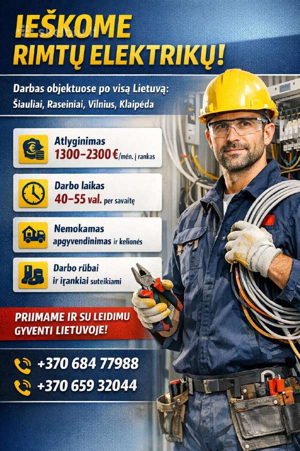 Ieškome Elektrikų