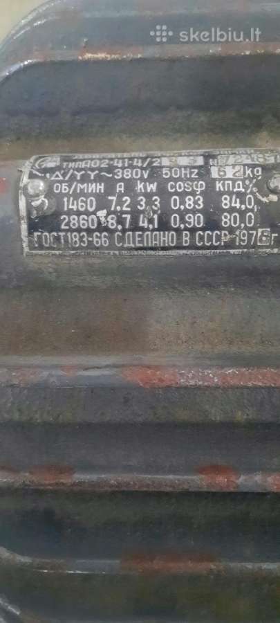 Elektros varik du greičiai 2860 4.1 kw 1460 3.3kw - nuotraukos Nr. 3