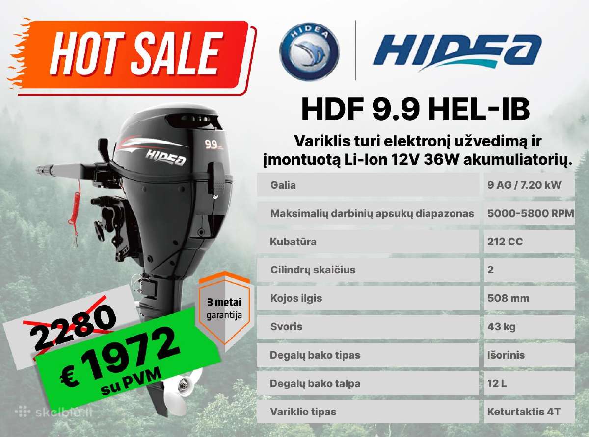 Hidea valties varikliai 2.5/6/9.9/20 Ag - nuotraukos Nr. 15