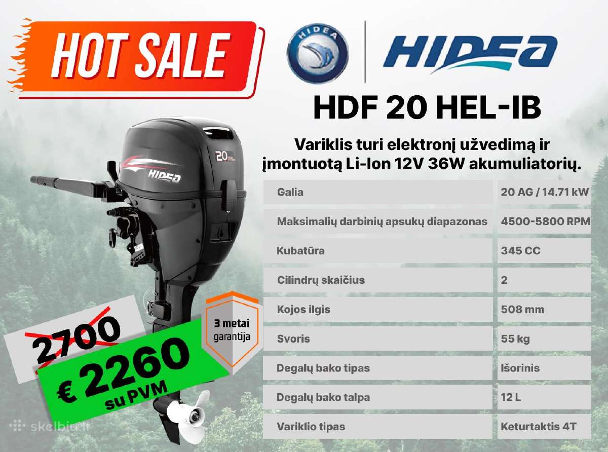 Hidea valties varikliai 2.5/6/9.9/20 Ag - nuotraukos Nr. 16