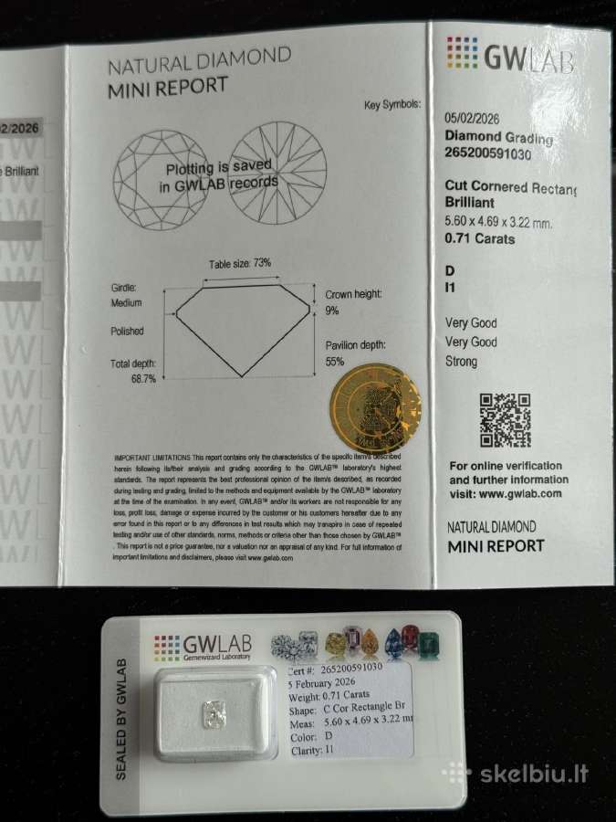 Natūralus 0,71 ct briliantas (deimantas) - nuotraukos Nr. 5