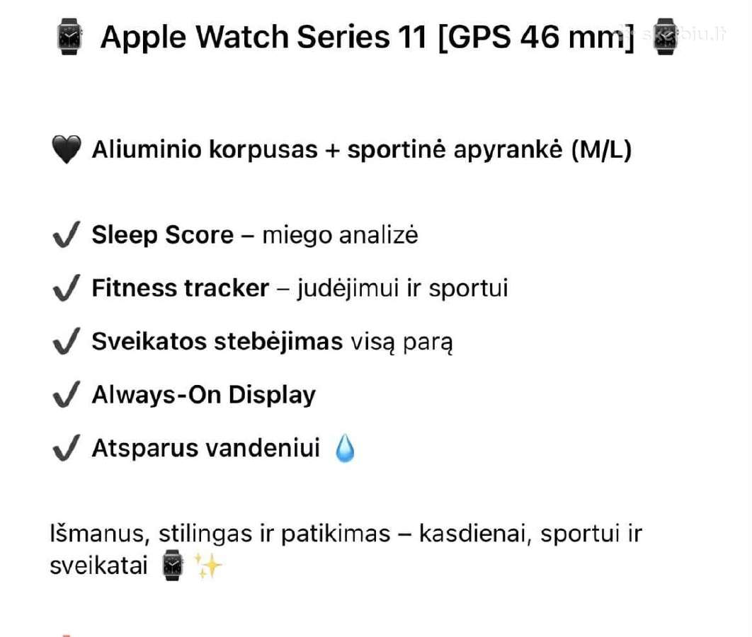 Apple Watch Series 11 (GPS 46mm) Black - nuotraukos Nr. 2