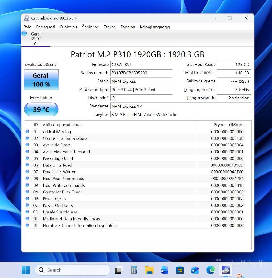 12600kf, 5070ti, 32gb RAM, 1.92tb SSD, Win11pro - nuotraukos Nr. 11
