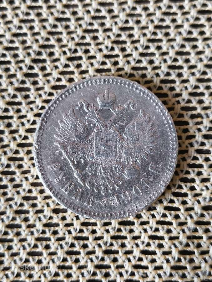 Moneta 1 Rublis.sidabras .1901 metai Originalus. - nuotraukos Nr. 6