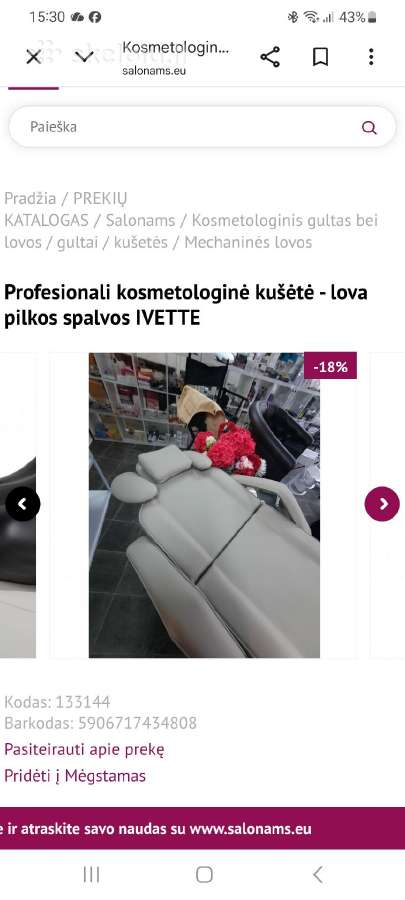 Profesionali kosmetologinė kėdė-gultas - nuotraukos Nr. 2