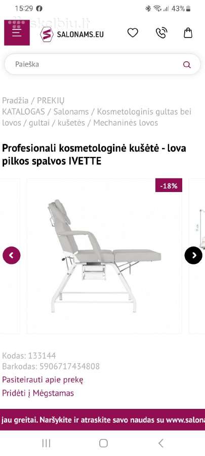 Profesionali kosmetologinė kėdė-gultas - nuotraukos Nr. 9