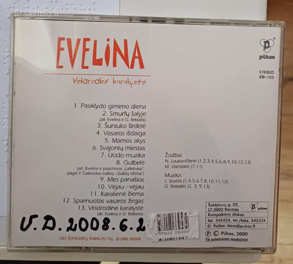 Evelinos kompaktinis diskas (originalus) - nuotraukos Nr. 2