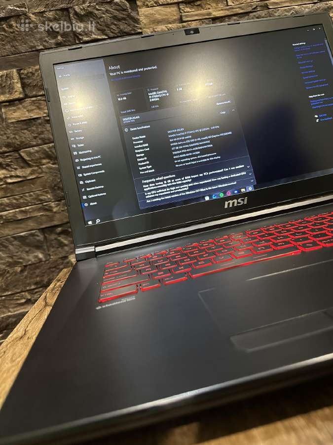 Msi Gl62m 7rex 120hz – i7 / Gtx 1060 6gb / 16gb - nuotraukos Nr. 4
