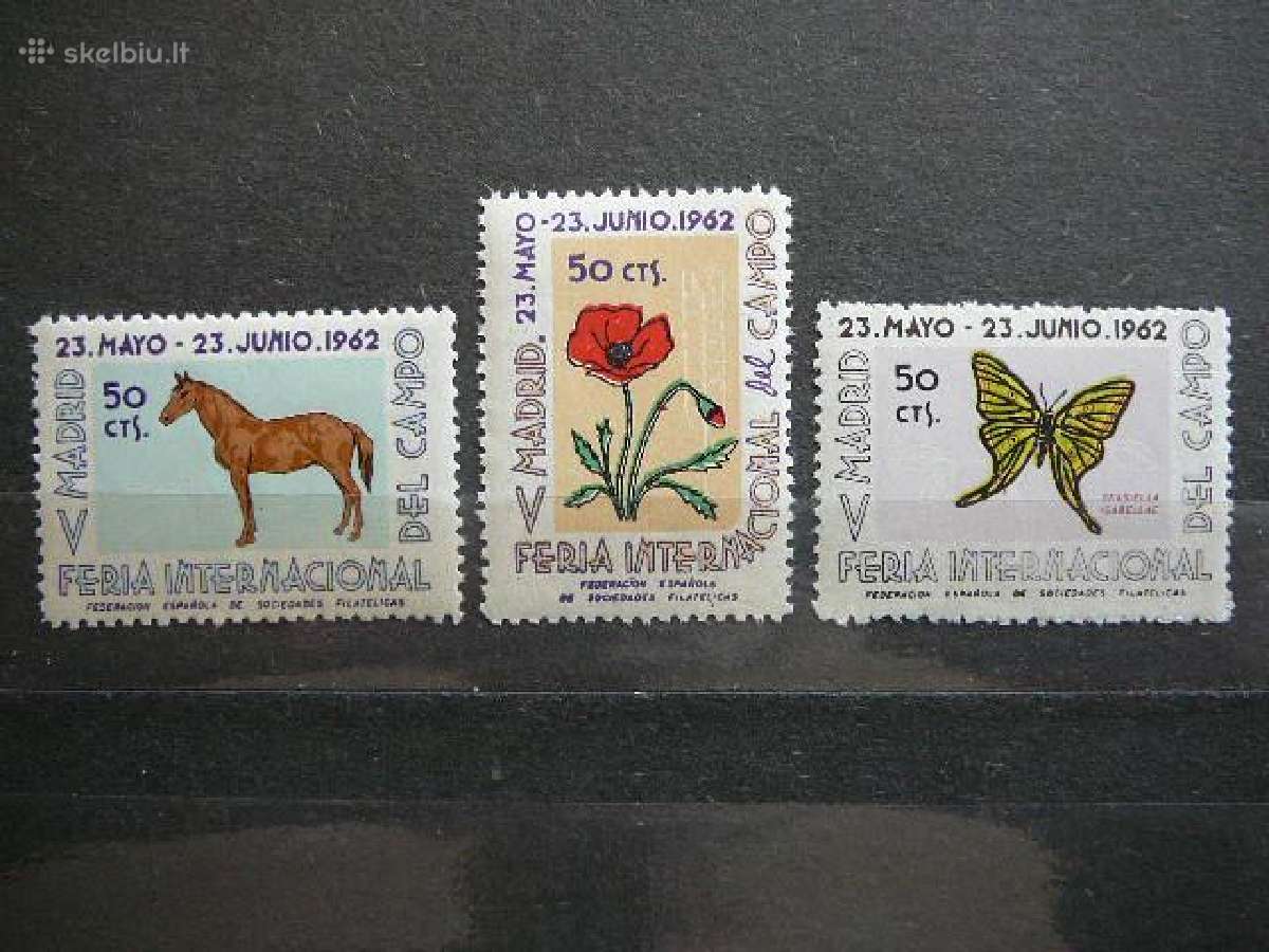 Arkliai Drugeliai Geles Ispanija 1962 svarus sp17s