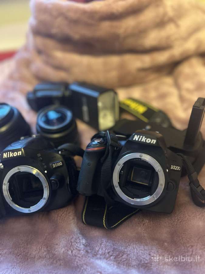 Nilon D5100 ir Nikon D3200 + objektyvai