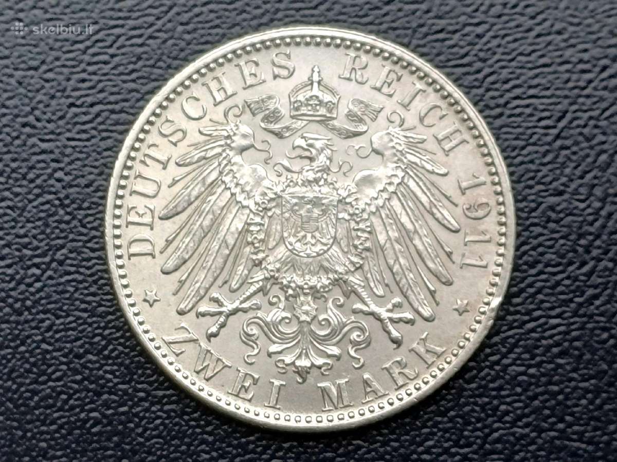 2 markes 1911m. sidabras 900 unc - nuotraukos Nr. 2