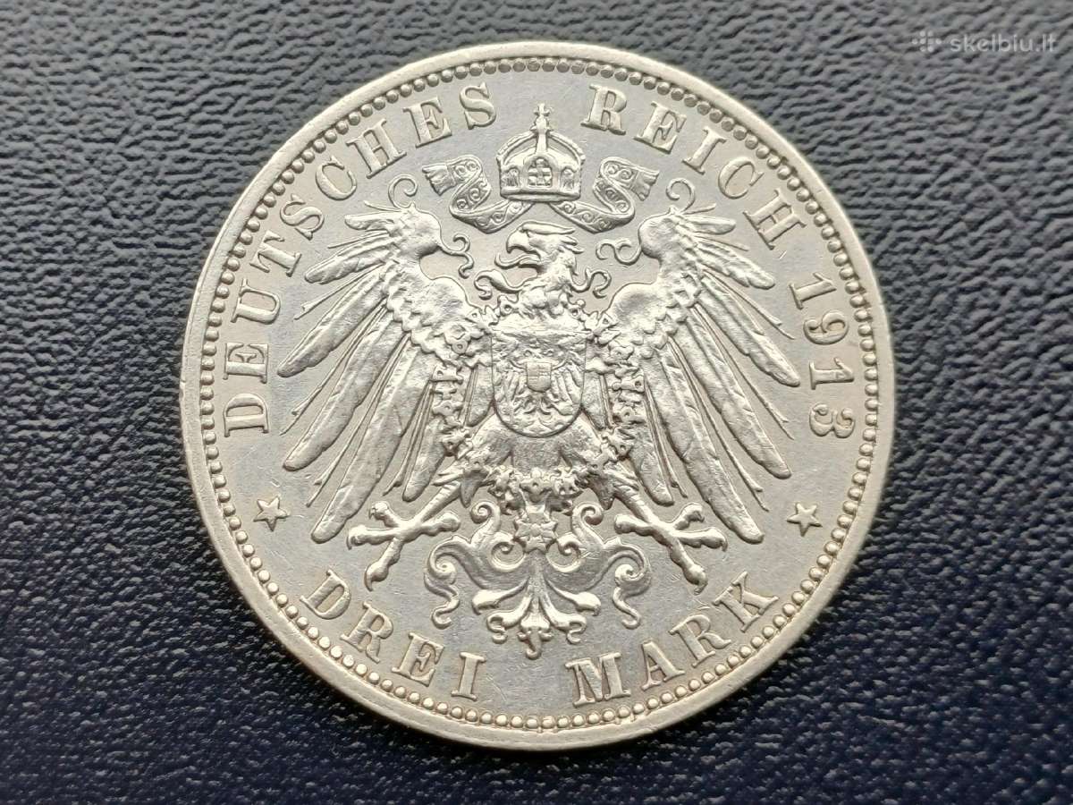 3 markes 1913m. sidabras 900 - nuotraukos Nr. 2